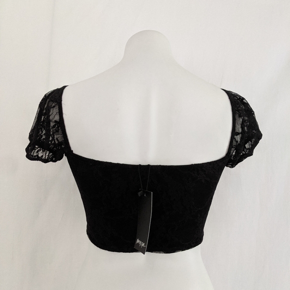 Nasty Gal Hook & Eye Lace Crop Top in Black, 2 NWT - Picture 5 of 6